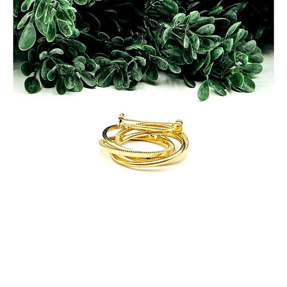 Vintage Gold Tone Interlocking Circle Brooch Pin - Picture 6 of 6